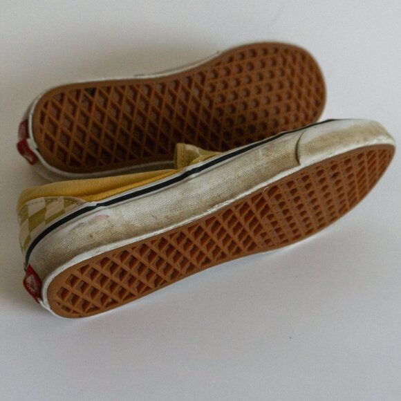 White Yellow checkerboard women’s Vans sz 6.5, men’s 5.0 Loafer Slip on sneakers - Picture 5 of 6